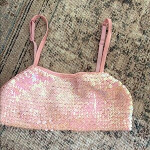 Urban Outfitters Pink Sequin Crop Top